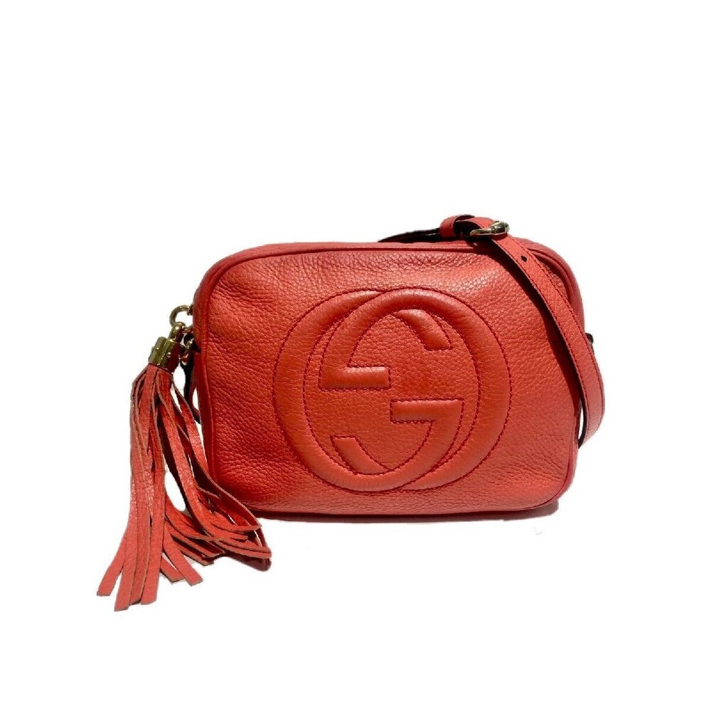 GUCCI Soho Disco Bag Shoulder Orange Red